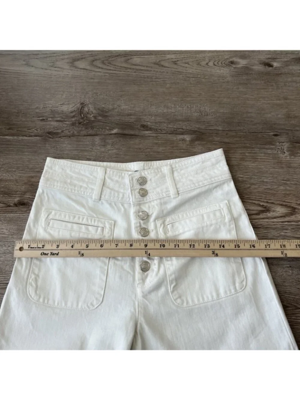 Free People Colette Wide Leg Crop Jeans Womens 26 Ivory Button Fly High Rise